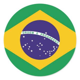 Flag of Brazil Bandeira do Brasil Classic Round Sticker