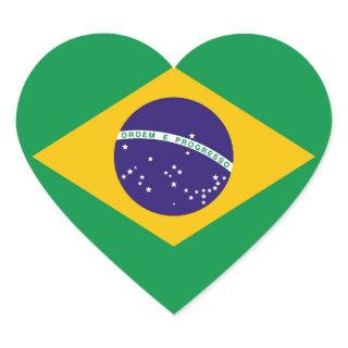 Flag of Brazil Bandeira do Brasil Heart Sticker