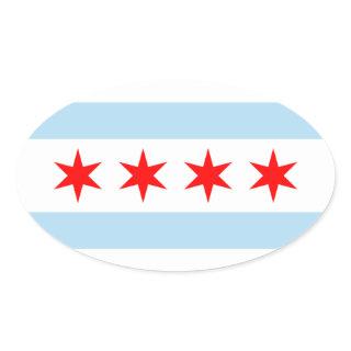 Flag of Chicago t shirt Oval Sticker