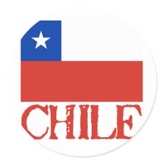 Flag of Chile with the Name Chile Tshirts, Buttons Classic Round Sticker
