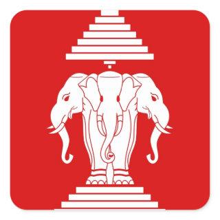 Flag of Laos (1952-1975) - ທຸງຊາດລາວ Square Sticker