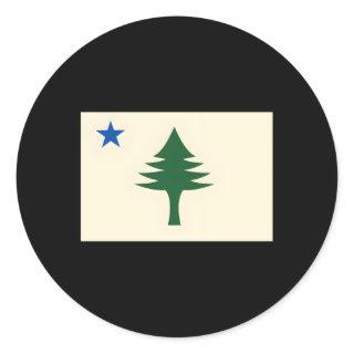 Flag Of Maine 1901 Maine State Flag E Tree State Classic Round Sticker
