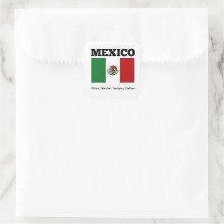 Flag of Mexico, labeled Square Sticker