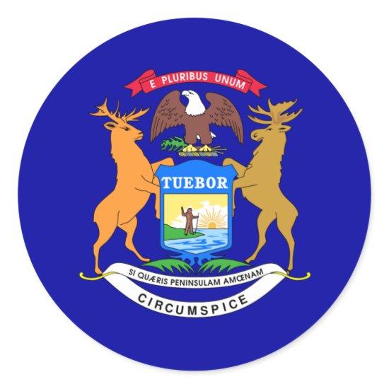 Flag of Michigan Classic Round Sticker