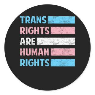Flag Trans Rights Are Human Rights LGBT Community  Classic Round Sticker