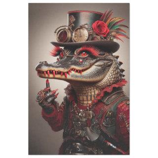 Flamboyant Steampunk Style Alligator Decoupage Tissue Paper