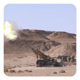 Flame and smoke emerge from the muzzle square sticker