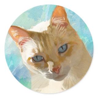 Flame Point Siamese Cat Greeting Cards Classic Round Sticker