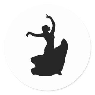 Flamenco Dancer in White Circle Classic Round Sticker