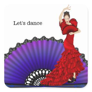 Flamenco dancer square sticker