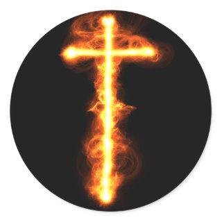 Flaming Cross Sticker