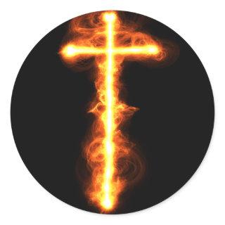 Flaming Cross Sticker