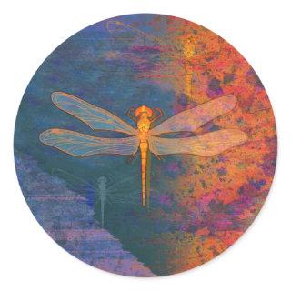 Flaming Dragonfly Classic Round Sticker