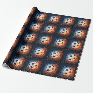 Flaming Football/Soccer Ball Throw Pillow