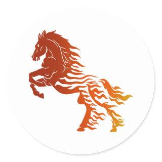 Flaming horse - Choose background color Classic Round Sticker