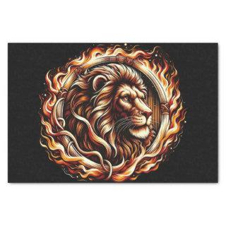 Flaming Lion in Ring of Fire Flames Astrology  Tissue Paper