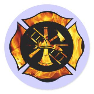 Flaming Maltese Cross New - Sticker