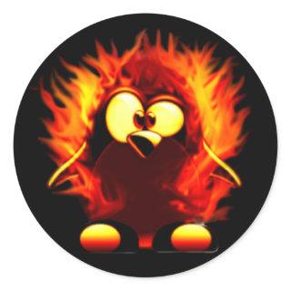 Flaming Tux (Penguin Torch) Classic Round Sticker