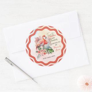 Flamingo Baby Shower Classic Round Sticker