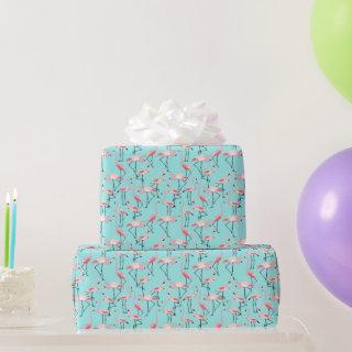 Flamingo Beach Wedding Pink and Blue Patterned