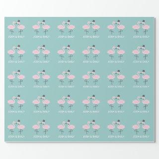 Flamingo Bride and Groom Personalized Gift Wrap