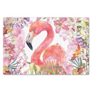 Flamingo in Flower Jungle - Summer Pattern Tissue Paper