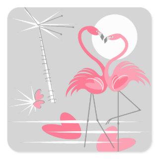 Flamingo Love sticker square