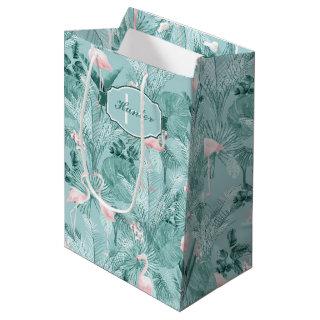 Flamingo Orchid Tropical Pattern Teal ID868 Medium Gift Bag