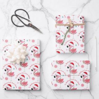 Flamingo Pattern Child Name Love Santa Christmas  Sheets