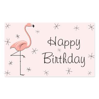 Flamingo Pink Happy Birthday rectangle Rectangular Sticker