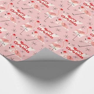 Flamingo Santas Pink Merry Christmas