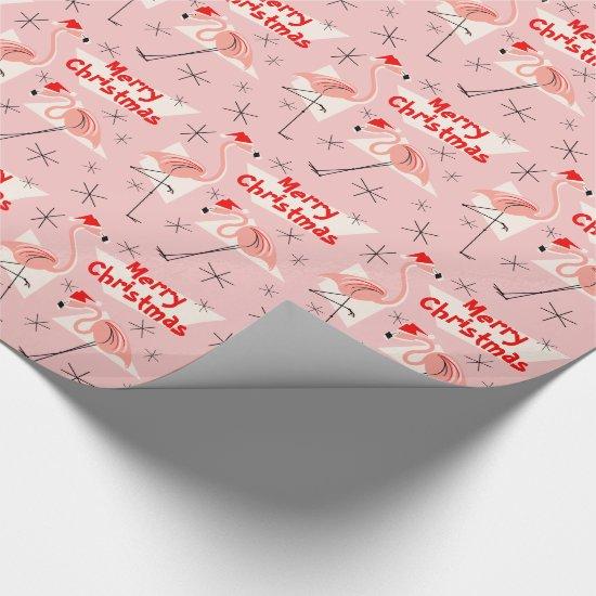 Flamingo Santas Pink Merry Christmas