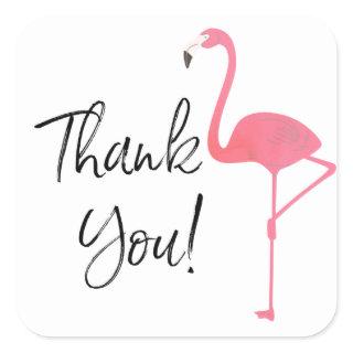 Flamingo Thank You Tags- Flamingo Party Square Sticker