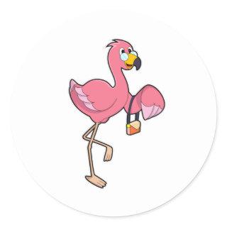 Flamingo with Purse Classic Round Sticker