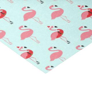 Flamingos Santa Flamingo Pattern Blue Christmas Tissue Paper