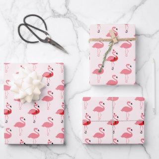 Flamingos Santa Pink Flamingo Pattern Christmas Wr  Sheets