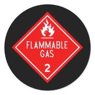 flammable gas classic round sticker