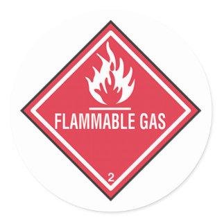 Flammable Gas Sign Classic Round Sticker