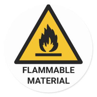 Flammable Material Warning, Fire Hazard Symbol Classic Round Sticker