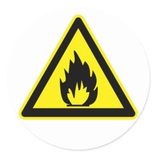 Flammable Sign Classic Round Sticker