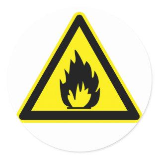 Flammable Sign Classic Round Sticker