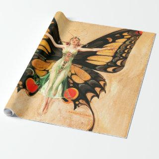 Flapper Butterfly Flying Woman Illustration