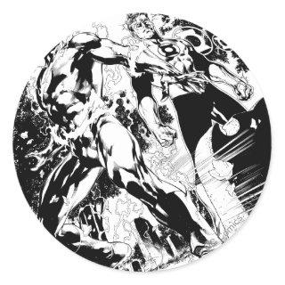 Flash and Green Lantern Panel 2 Classic Round Sticker