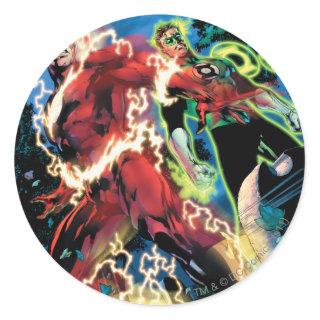 Flash and Green Lantern Panel Classic Round Sticker