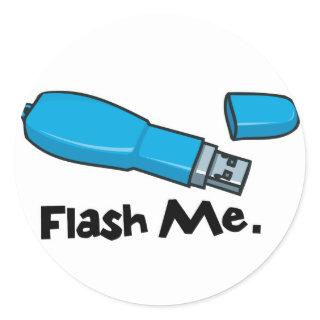 flash me flash drive design classic round sticker