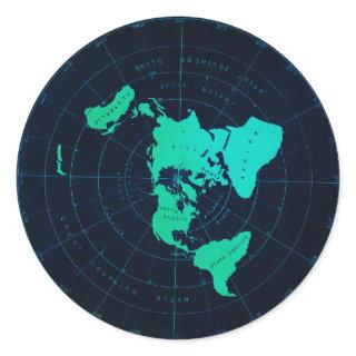Flat Earth Map (Azimuthal equidistant projection) Classic Round Sticker