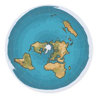 Flat Earth Map Classic Round Sticker