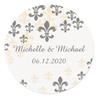 Fleur de Lis Cascade Round Stickers