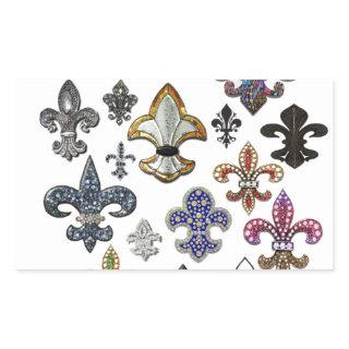 Fleur De Lis Flor  New Orleans Jewel Sparkle Rectangular Sticker