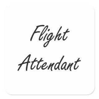 Flight Attendant Artistic Job Design Square Sticker